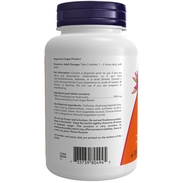 NOW TMG (Trimethylglycine) 1000MG 100 Tablets - Okotoks HC Pharmacy