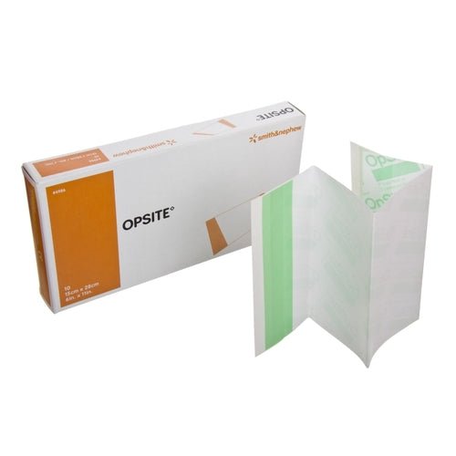 Opsite bandage packaging with bandages on a white background - okotoks hc pharmacy