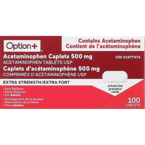 Option+ Acetaminophen Extra Strength 500mg 100 Caplets - #shop_name