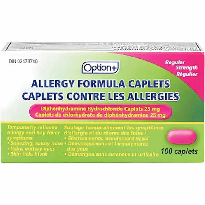 Option+ Allergy Formula 25mg – 100 Caplets - Okotoks HC Pharmacy