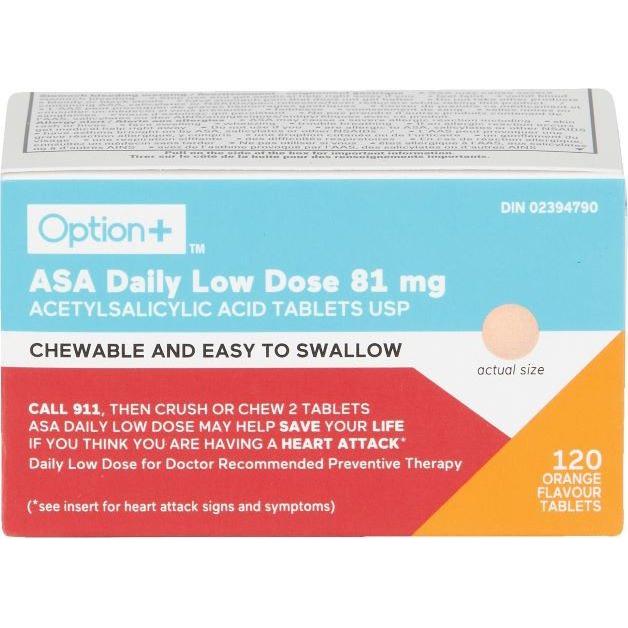 Option+ ASA Chewable daily low dose Tablets 81MG 120 - #shop_name