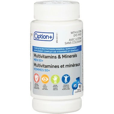 Multivitamin supplement bottle labeled 'Option+' on a white background - okotoks hc pharmacy