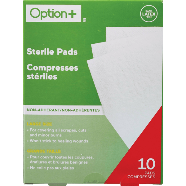 Box of Option+ sterile pads with green and red design - okotoks hc pharmacy