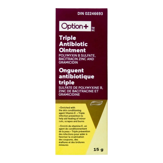 Option+ Triple Antibiotic Ointment with Vitamin E 15g - Okotoks HC Pharmacy