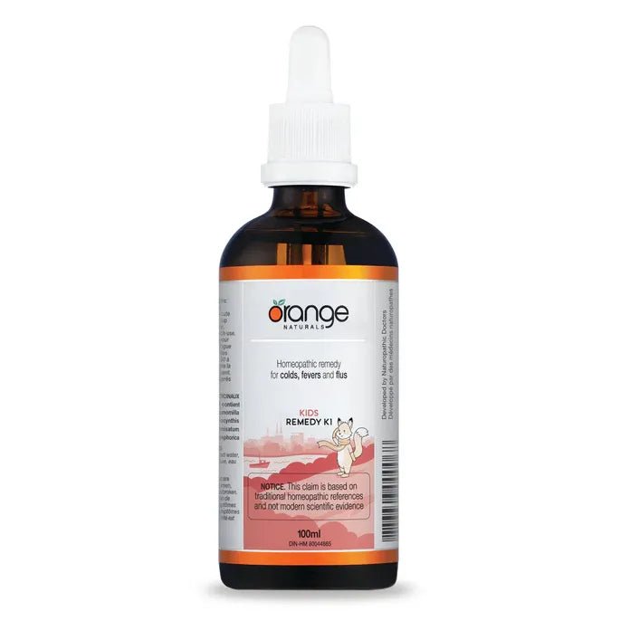 Orange Naturals Kids Remedy K1 (Cold + Flu) Dropper - 100 mL - okotoks hc pharmacy