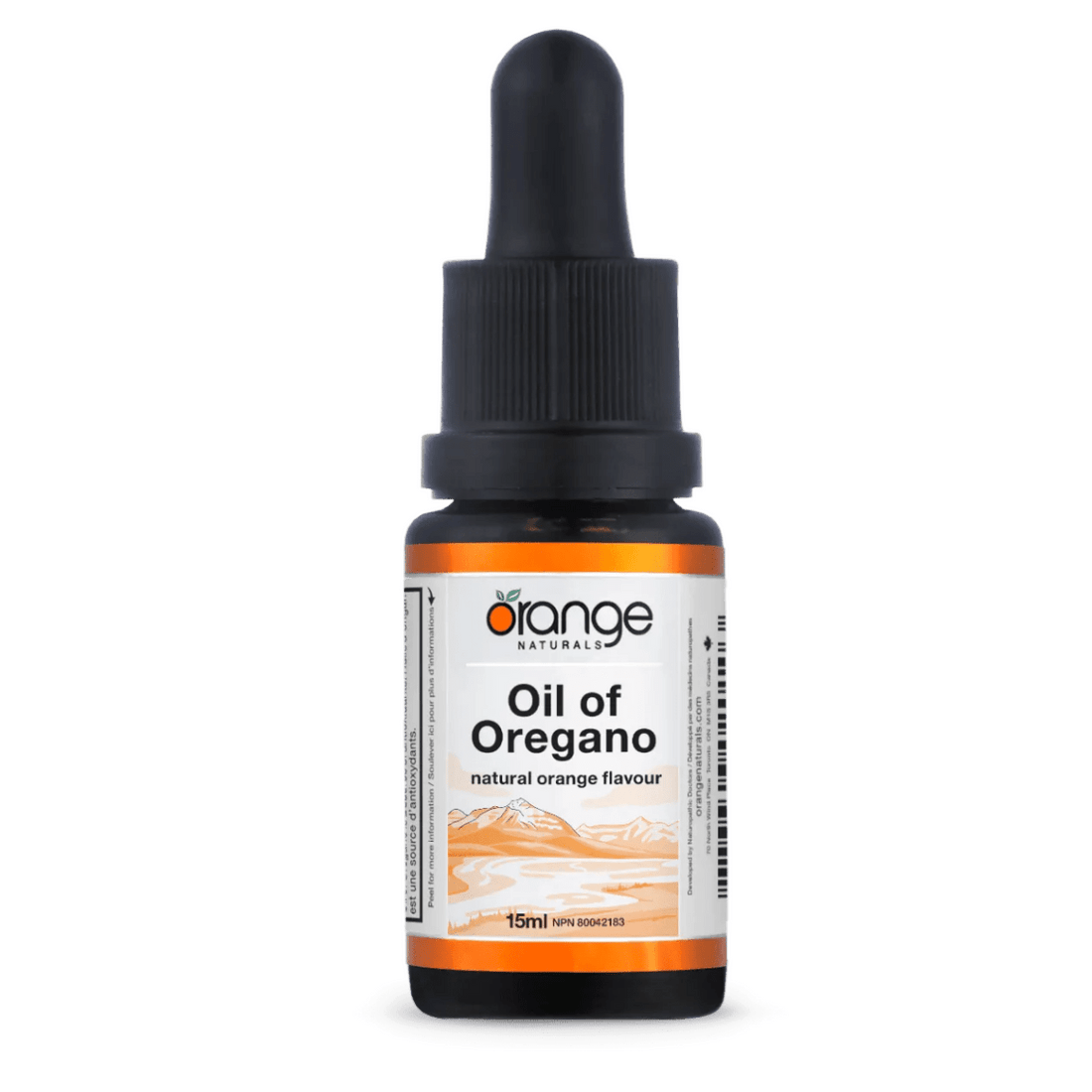 Bottle of 'Oil of Oregano' with dropper on a white background - okotoks hc pharmacy