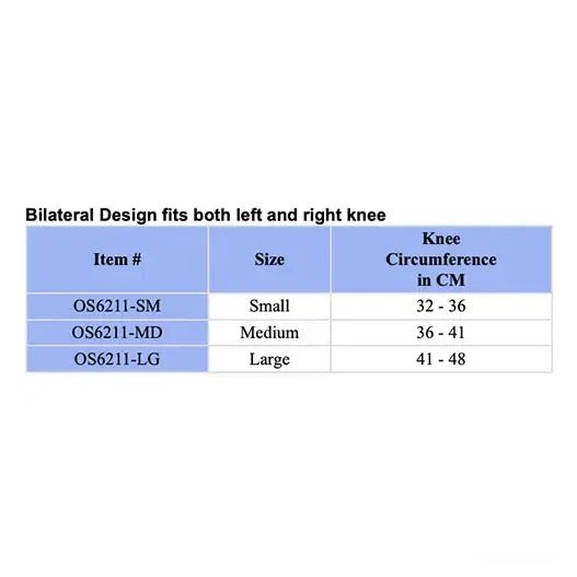 Orliman Elastic Knee Support Brace size chart - okotoks hc pharmacy
