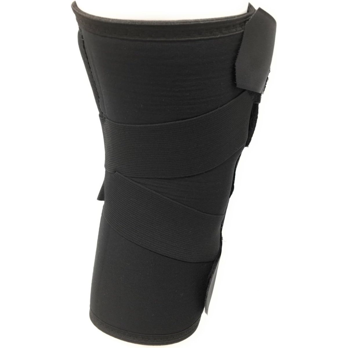Black knee brace on a white background - Okotoks HC Pharmacy