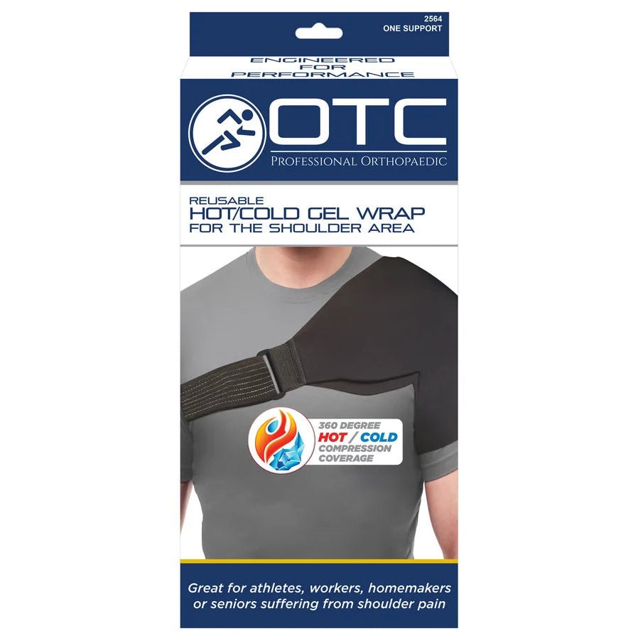 OTC professional orthopaedic reusable hot/cold gel wrap for shoulder area packaging on a white background - okotoks hc pharmacy