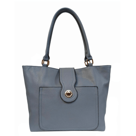 blue handbag with a gold clasp on a white background - okotoks hc pharmacy