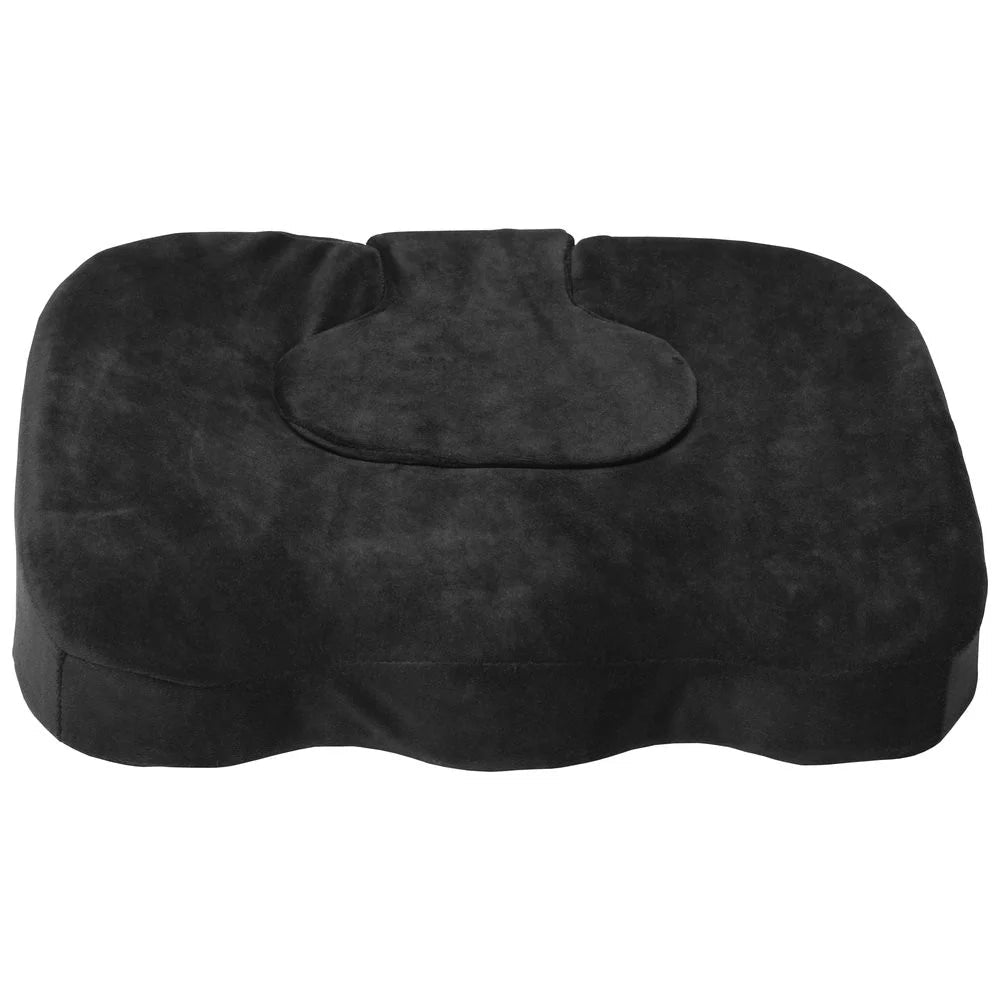 Black cushion with a heart-shaped indentation on a white background - okotoks hc pharmacy