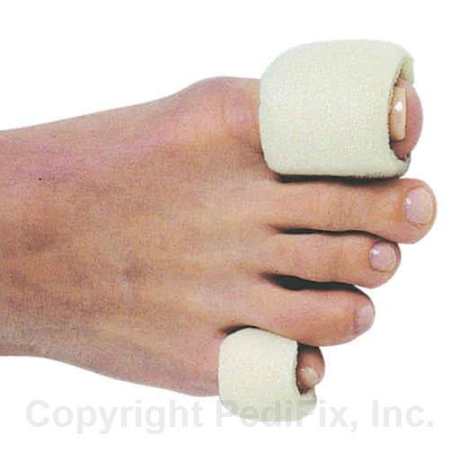 Foot with a bandage on one toe, showing a close-up of the foot and bandage. - okotoks hc pharmacy