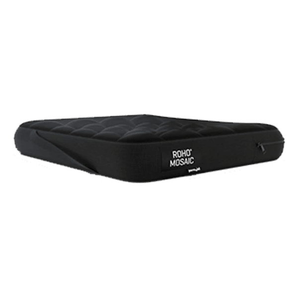 Black cushion with 'ROHO MOSAIC' branding on a white background - okotoks hc pharmacy