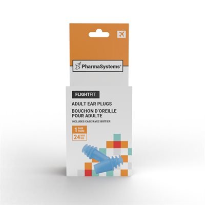 Packaging of PharmaSystems adult ear plugs on a white background - okotoks hc pharmacy