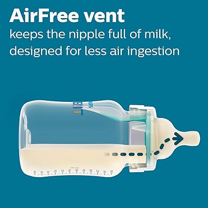 Bottle with AirFree vent feature on a blue background - okotoks hc pharmacy