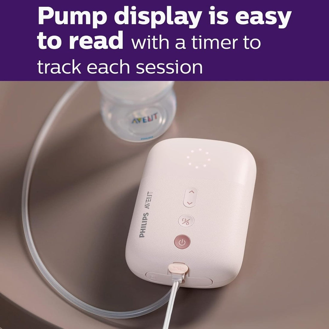 Philips Avent breast pump display with text about timer feature - okotoks hc pharmacy