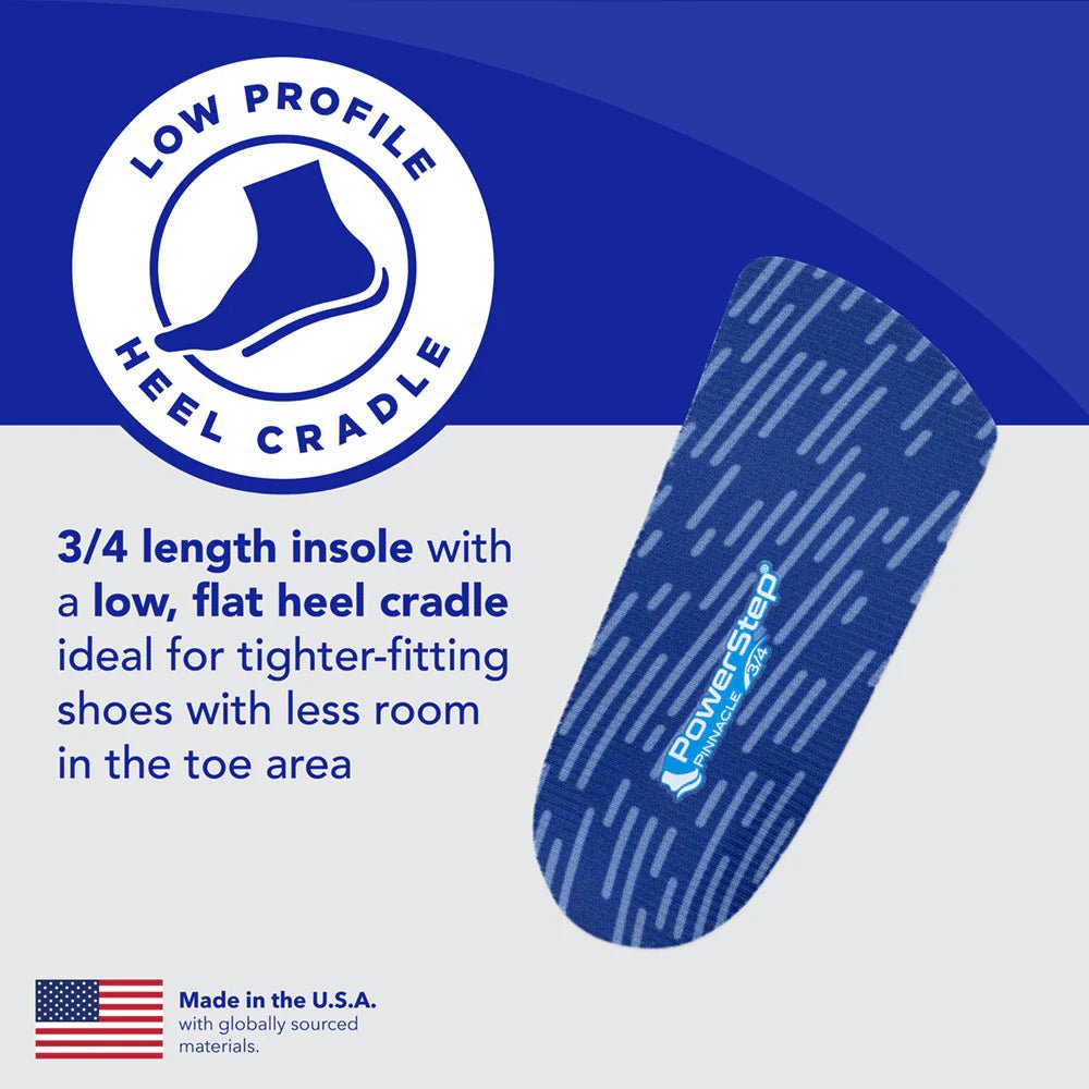 Blue insole with PowerStep logo on a blue and white background - okotoks hc pharmacy