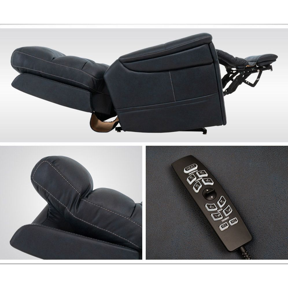 Black recliner chair with remote control on a white background - okotoks hc pharmacy