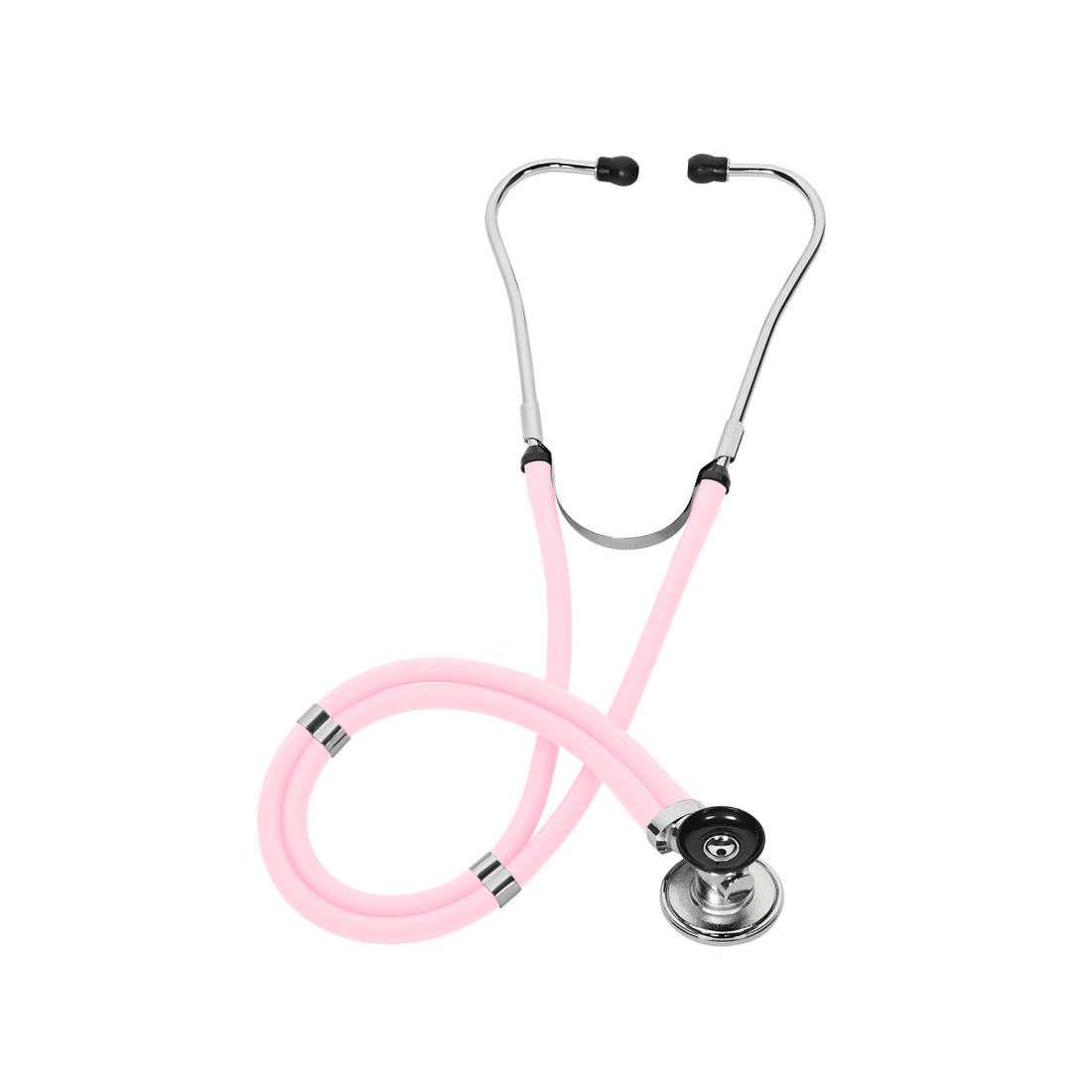 Pink stethoscope on a white background - okotoks hc pharmacy