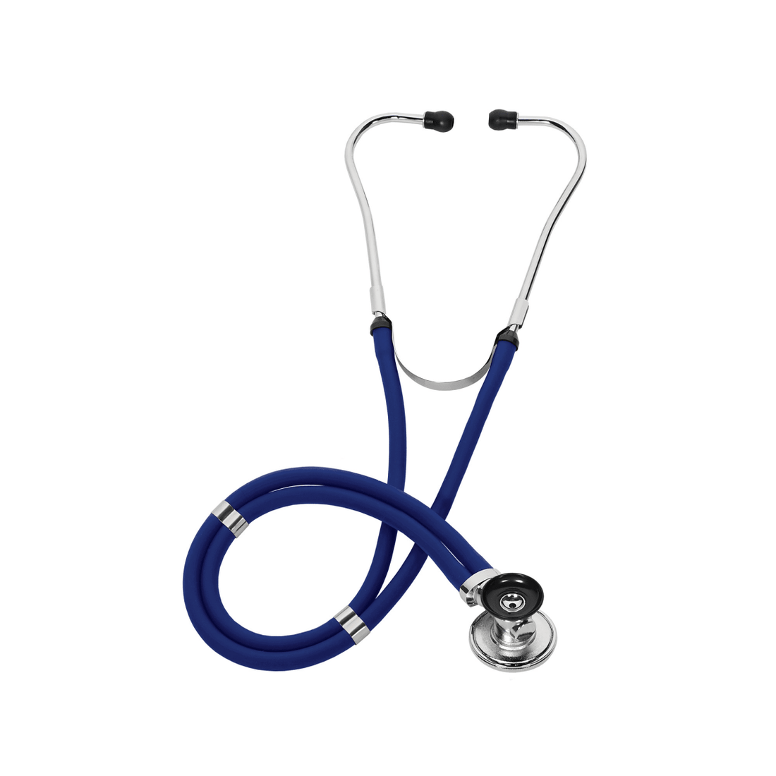 Blue stethoscope on a white background - okotoks hc pharmacy