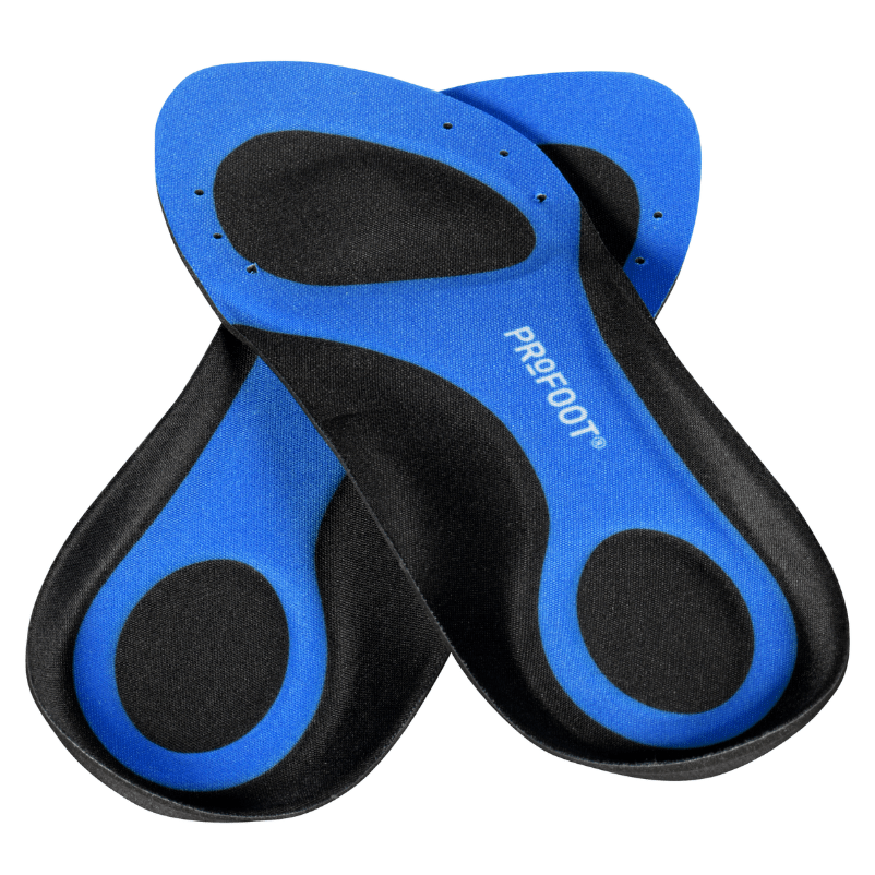 Blue and black shoe insoles with 'PROFOOT' branding on a white background - okotoks hc pharmacy