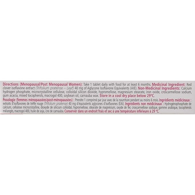 Medication label for menopausal/postmenopausal women with directions and ingredients listed. - okotoks hc pharmacy