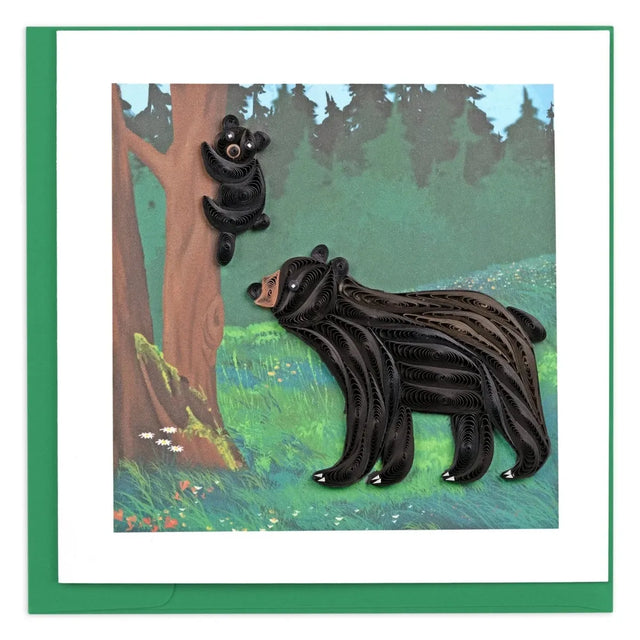 Quilled Black Bear and Cub Greeting Card - okotoks hc pharmacy