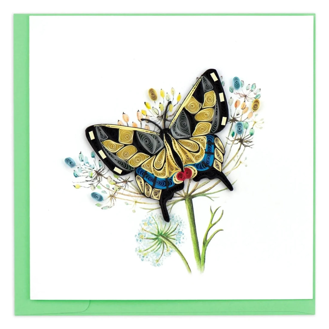 Colorful butterfly illustration on a white background with a green border - okotoks hc pharmacy