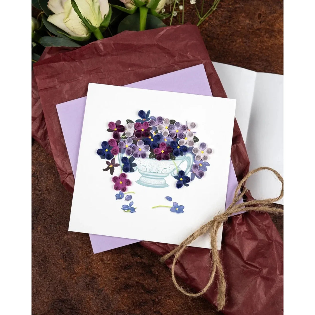 Quilled Violet Bouquet Greeting Card - okotoks hc pharmacy