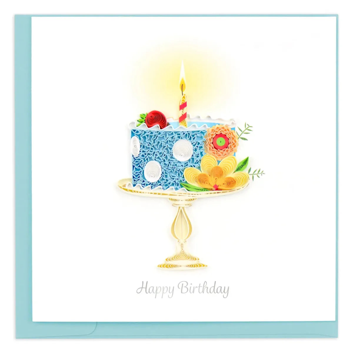 quilled birthday cake with flowers and a candle on a white background - okotoks hc pharmacy