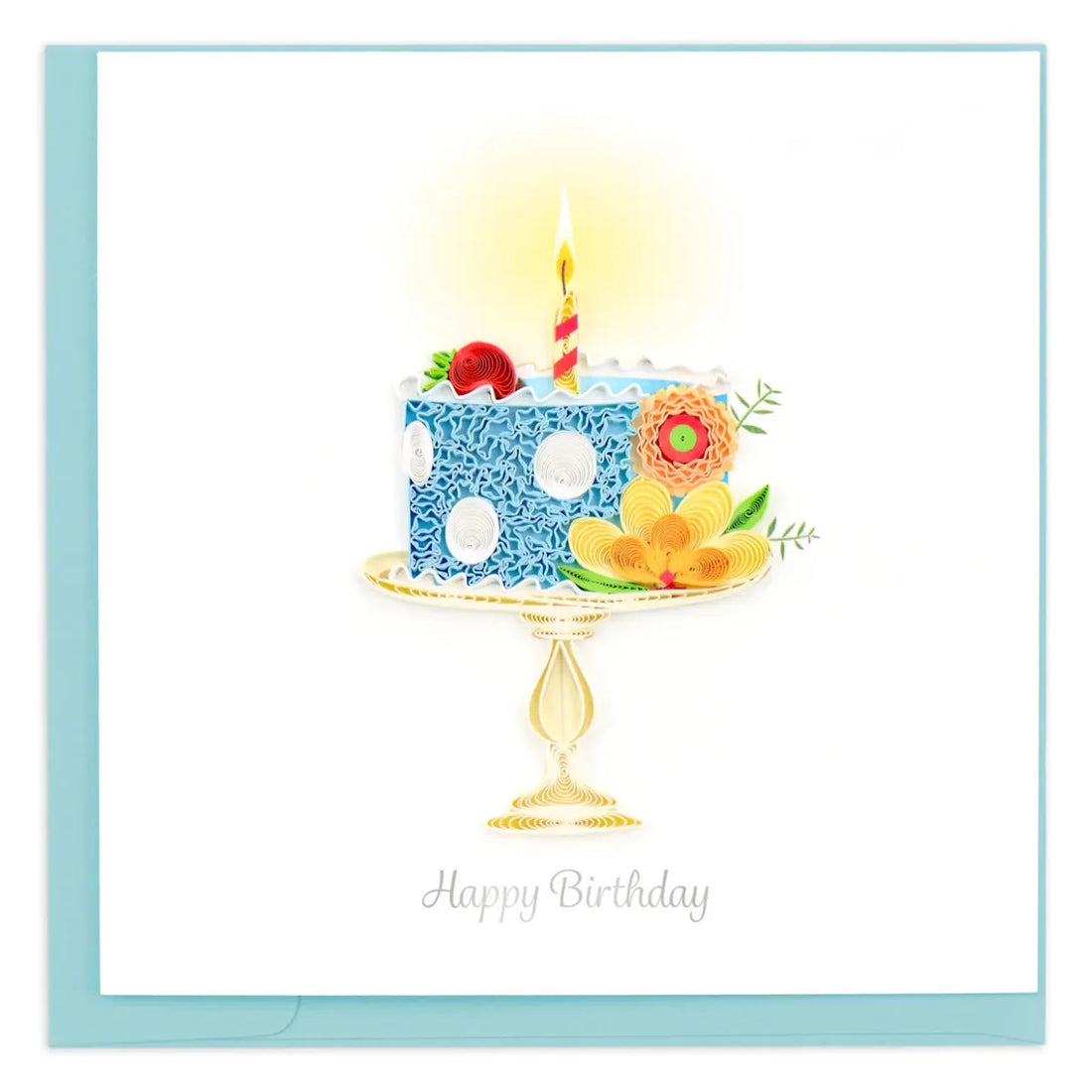 quilled birthday cake with flowers and a candle on a white background - okotoks hc pharmacy