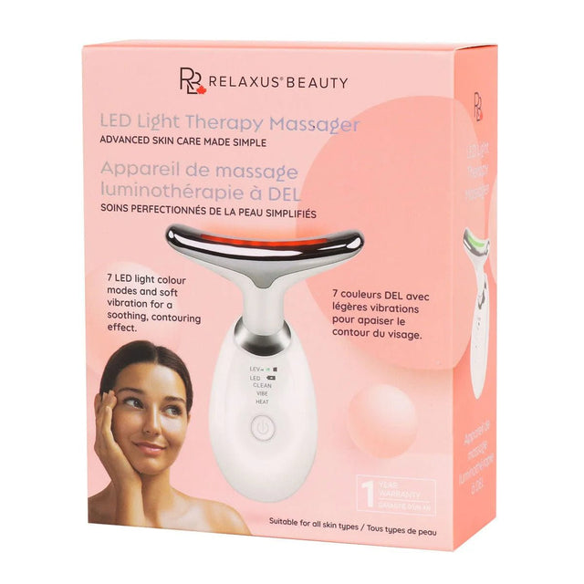 Relaxus Beauty LED Light Therapy Massager packaging on a white background - okotoks hc pharmacy