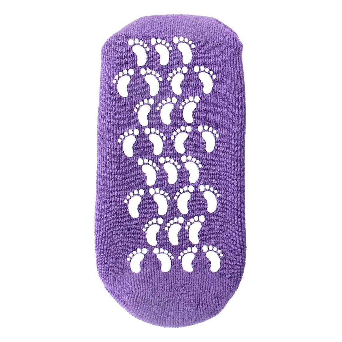 Purple sock with white footprints on a white background - okotoks hc pharmacy