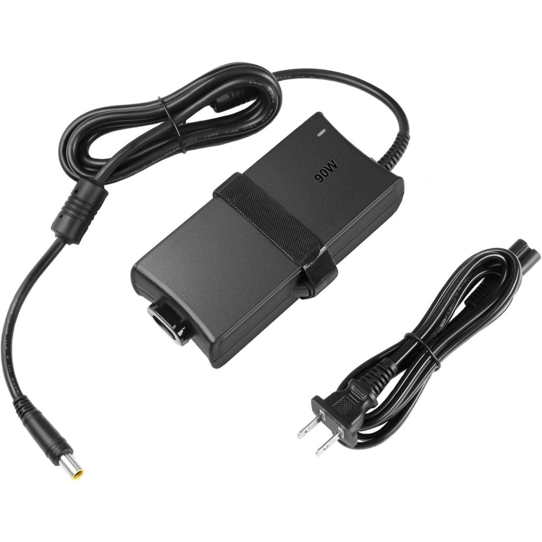 A black 90W cpap machine power adapter with a coiled cable, a power plug, and a barrel connector, shown on a plain white background. - okotoks hc pharmacy