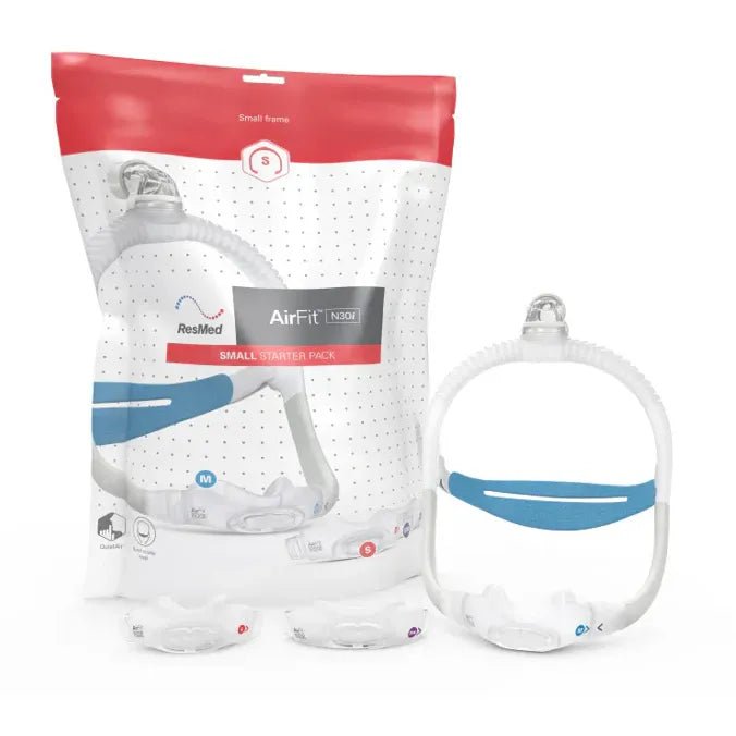 AirFit nasal pillow device with packaging on a white background - okotoks hc pharmacy