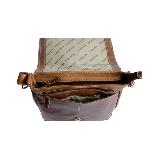 Brown leather bag with visible brand logo on a white background - okotoks hc pharmacy