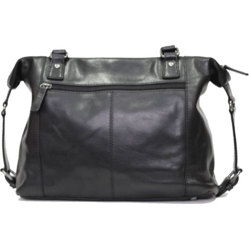 Black leather handbag on a white background - okotoks hc pharmacy