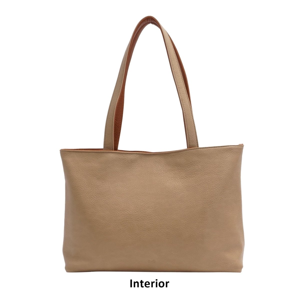 Beige handbag with brown handle on a white background - okotoks hc pharmacy
