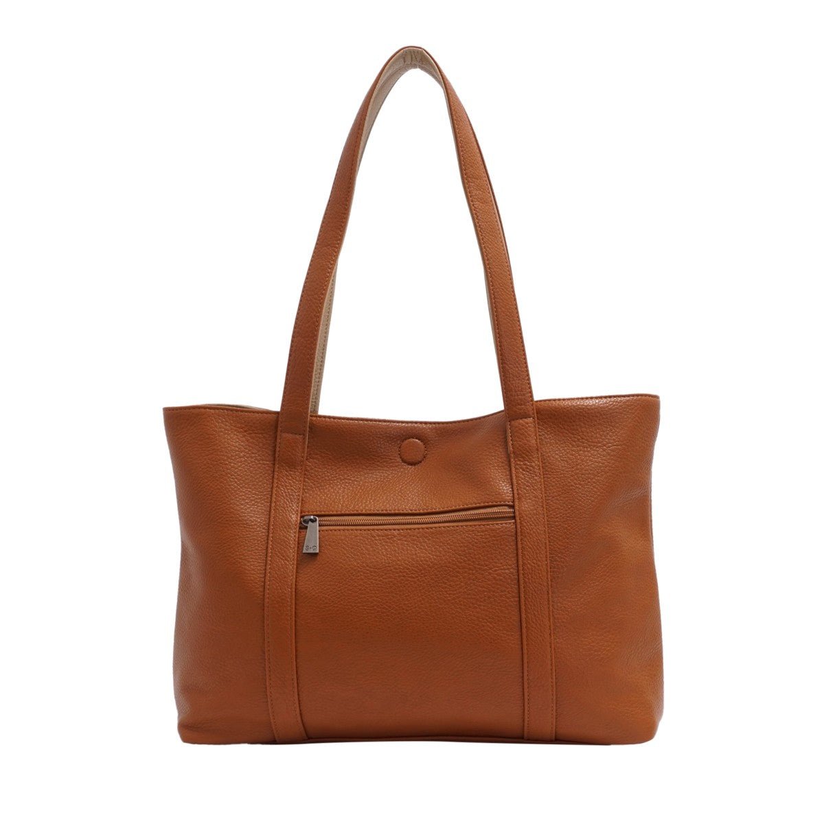 Brown leather tote bag on a white background - okotoks hc pharmacy
