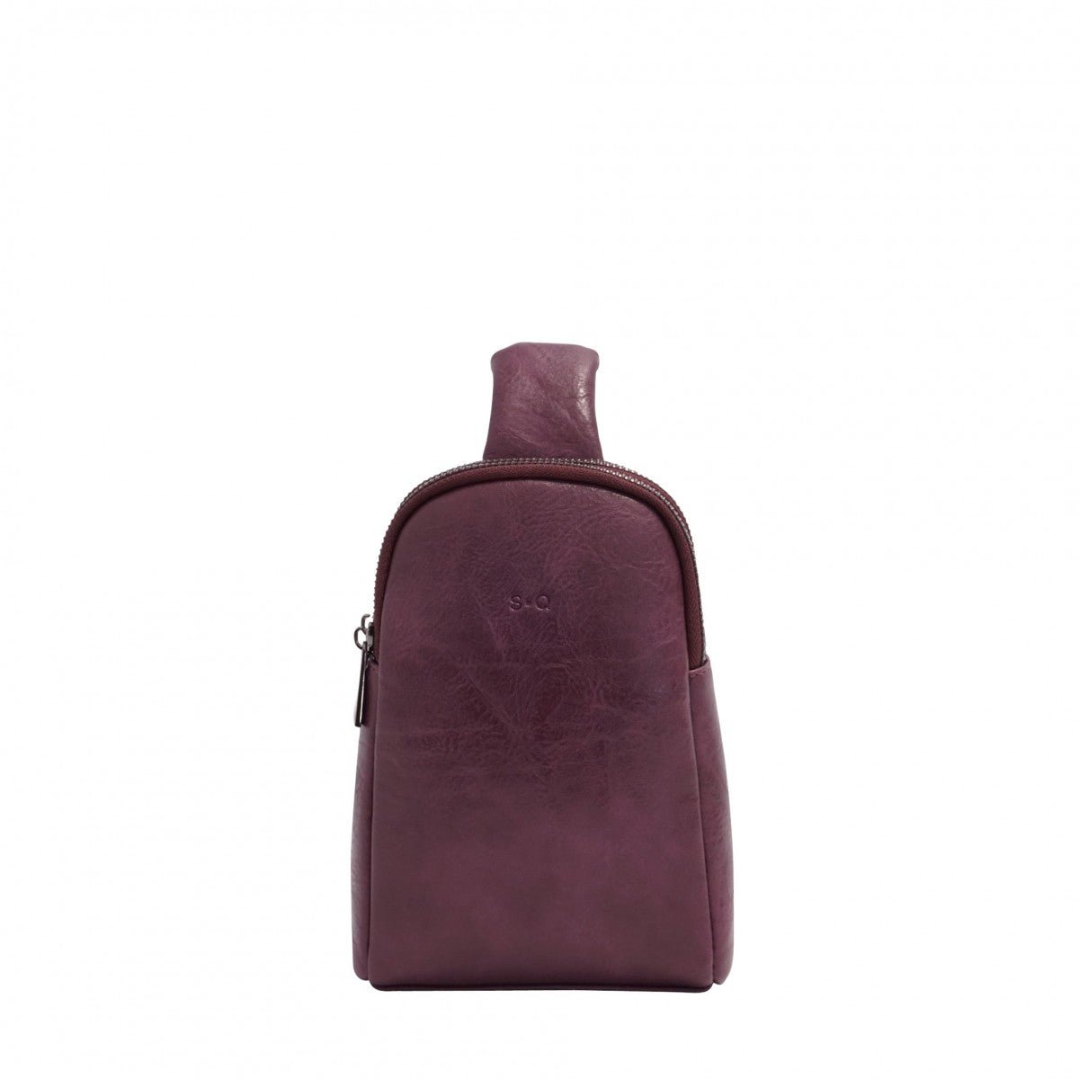 Purple leather sling bag on a white background - okotoks hc pharmacy