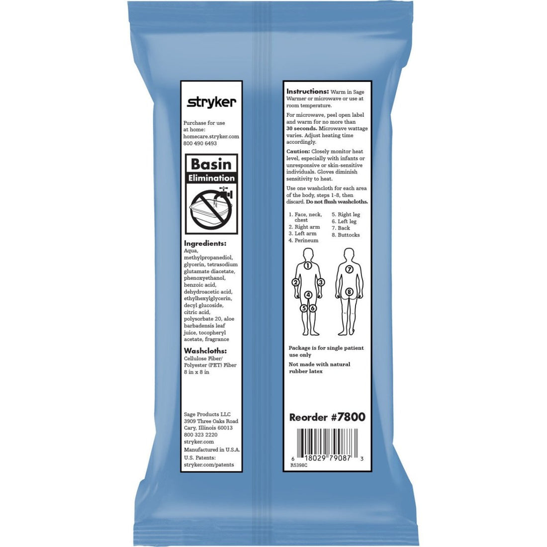 Sage Essential Bath Wash Full Body Medium-8 Pack backview Okotoks hc pharmacy