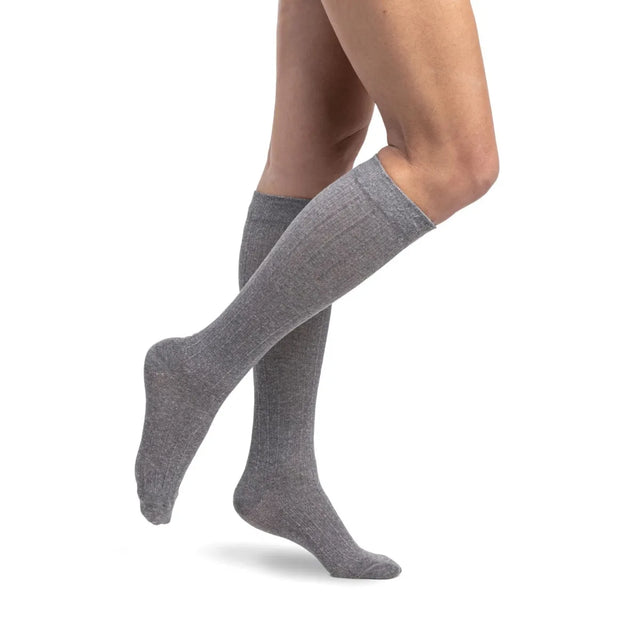 Sigvaris Knee High Linen Compression Women 15-20mmHg light grey - Okotoks HC Pharmacy
