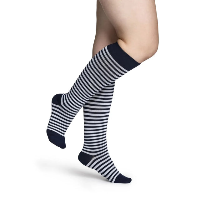 Sigvaris Knee High Microfibre Shades Compression Women 15-20mmHg mariner stripe - Okotoks HC Pharmacy