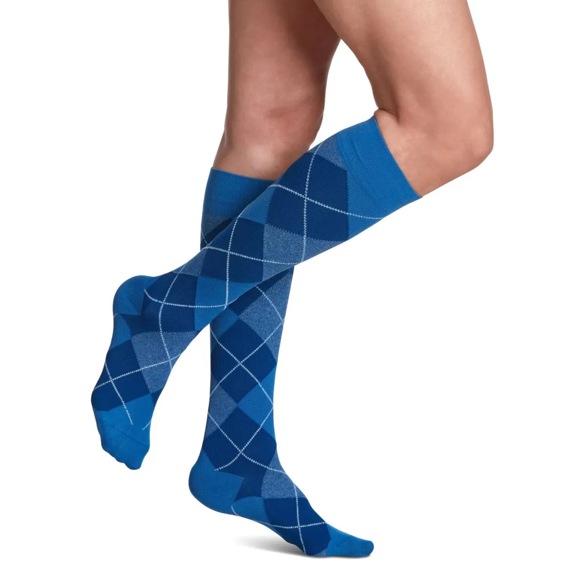 Sigvaris Knee High Microfibre Shades Compression Women 15-20mmHg royal blue argyle - Okotoks HC Pharmacy