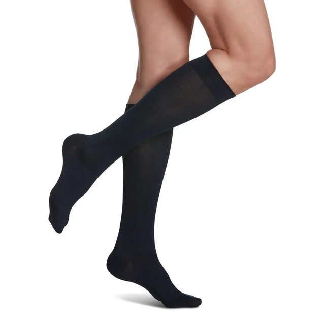 Sigvaris Knee High Sea Island Cotton Compression Women 15-20mmHg navy - Okotoks HC Pharmacy