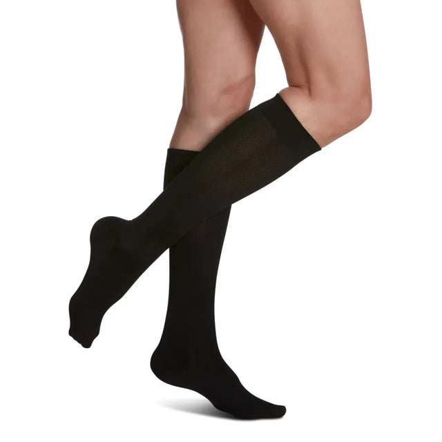 Sigvaris Knee High Sea Island Cotton Compression Women 15-20mmHg black - Okotoks HC Pharmacy