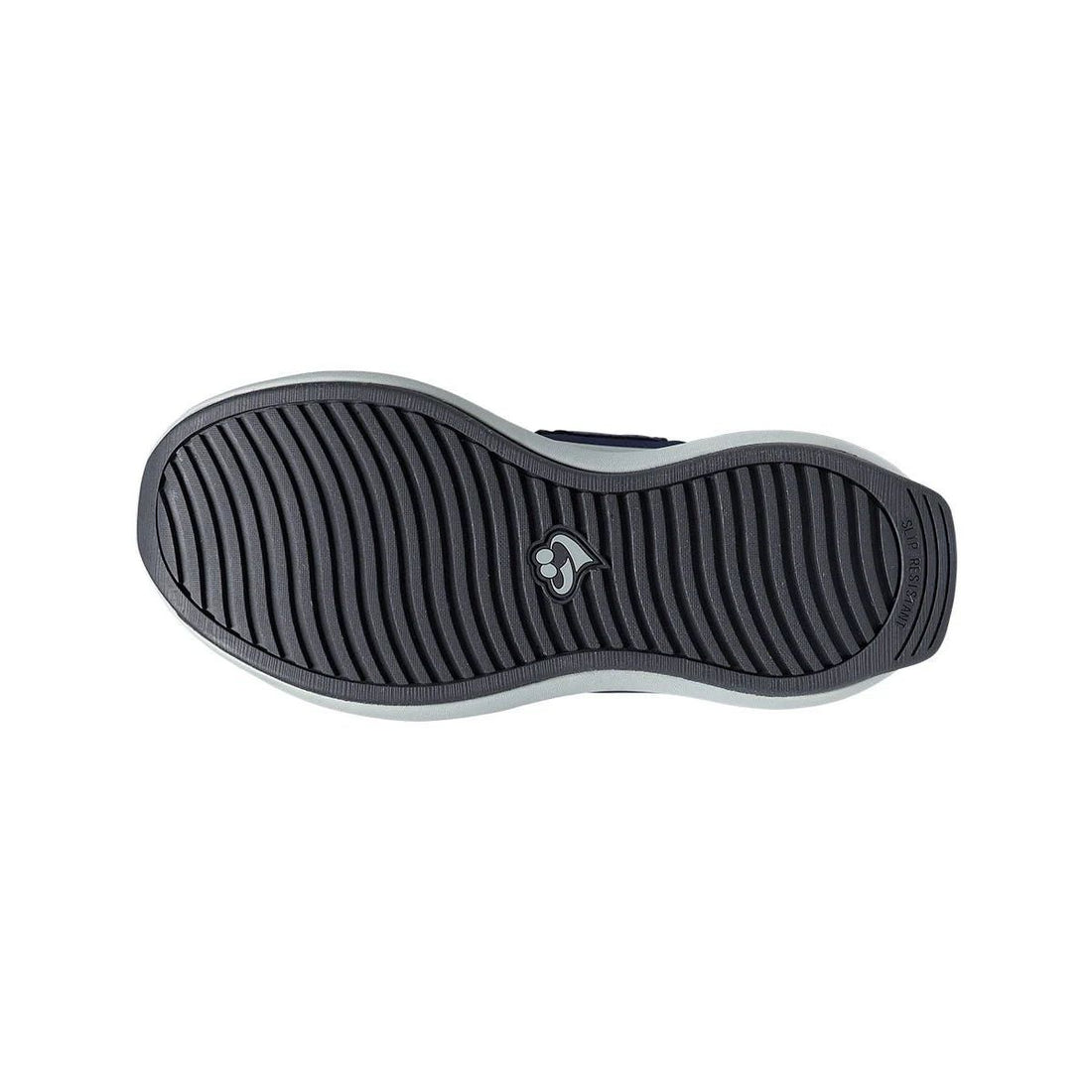 Black sole of a shoe with a brand logo on a white background - okotoks hc pharmacy