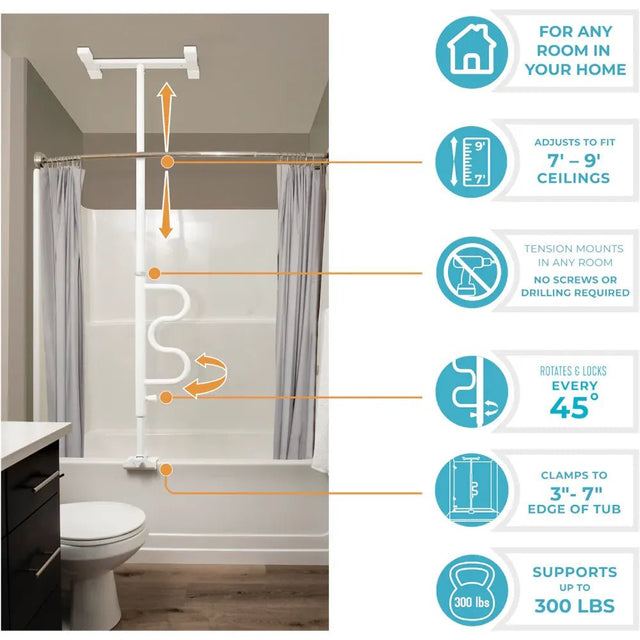 Stander Bathtub Security Pole and Curve Bar - okotoks hc pharmacy