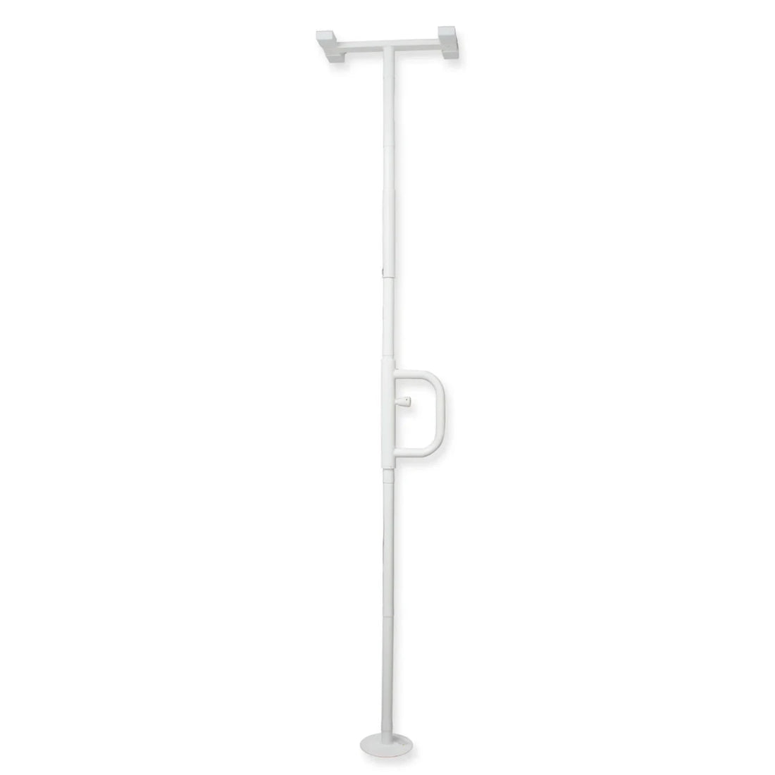White shower stand with adjustable arms on a white background - okotoks hc pharmacy