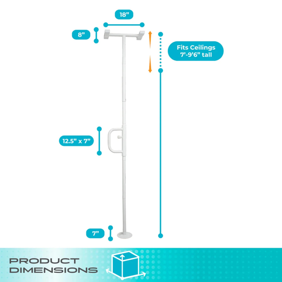 Measurement chart for a ceiling-mounted product with dimensions labeled. - okotoks hc pharmacy